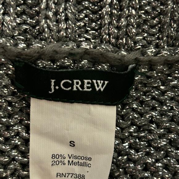 J Crew Metallic Silver Button Down Cardigan Small Holiday Christmas New Years - Picture 8 of 9